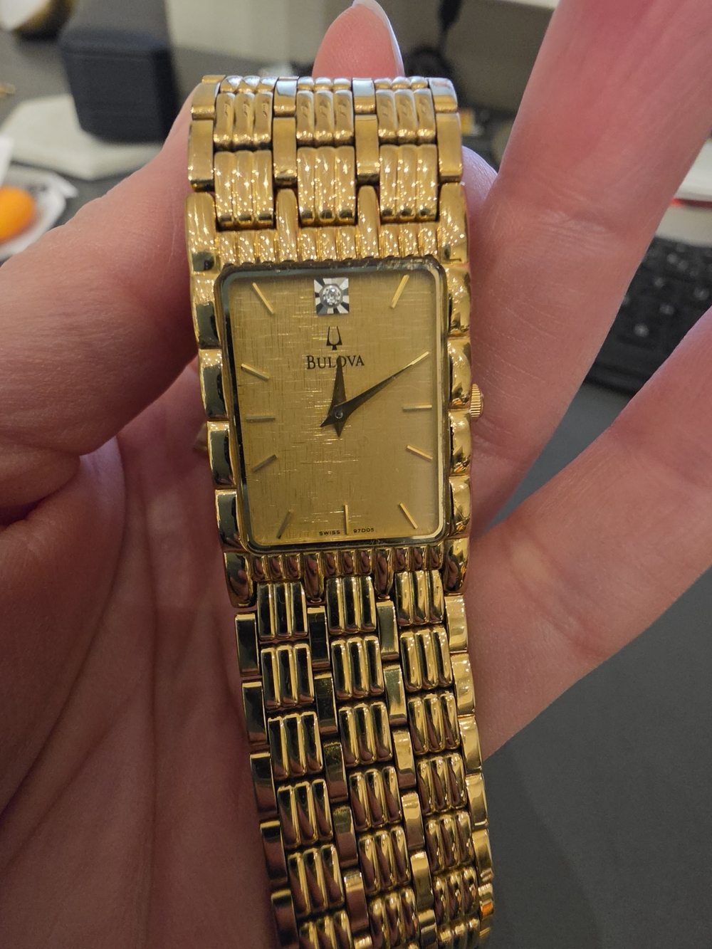 Bulova Gold-Tone Rectangular Men's Dress Watch